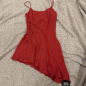 ASTR M NWT Chelsea midi red burgundy dress sleeveless asymmetrical event